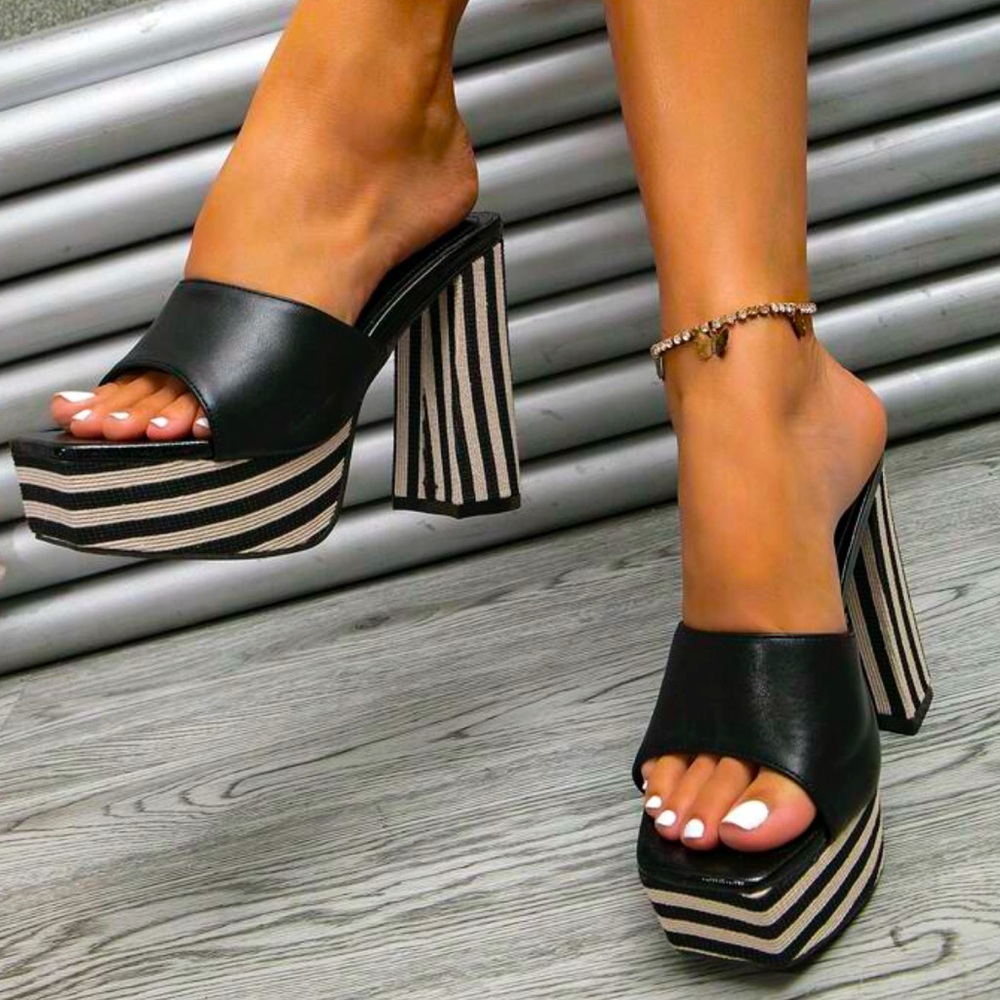 Chunky High Heel Platform Sandals